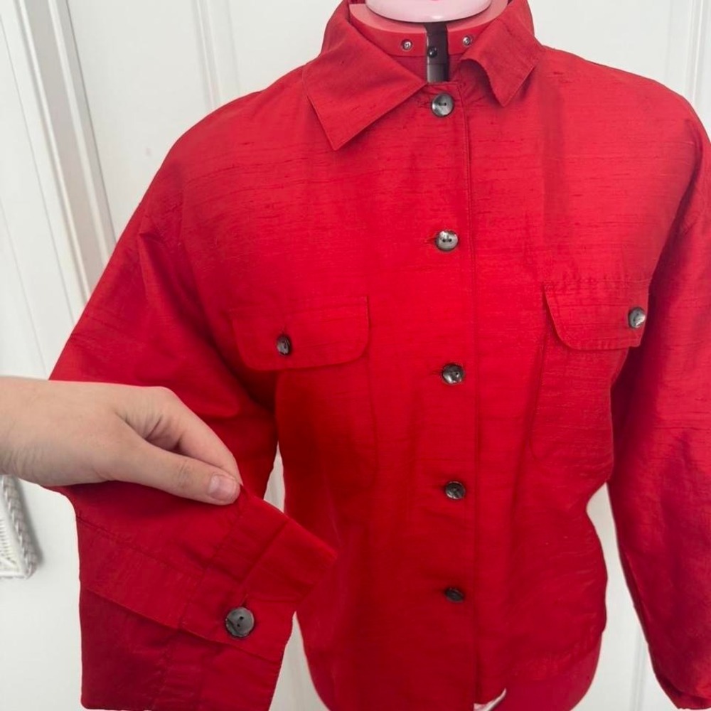 Vintage Chico's orange 100% Silk Button-Up Shirt Jacket — Size L/XL‎ - Picture 5 of 7